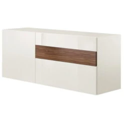 Now! Vision By Hülsta Sideboard 4R 2 Schubladen 70,4x176,1x52 - Lack-weiß/Kernnussbaum/Hochglanz