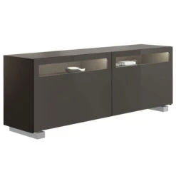 Now! Vision By Hülsta Sideboard 4R 2 Schiebetüren 70,4x176,1x52 - Lack-grau/Lack-Hochglanz-grau