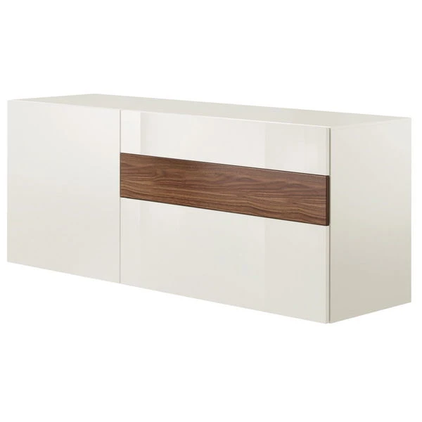Now! Vision By Hülsta Sideboard 4R 3 Schubladen 70,4x176,1x52 - Lack-weiß/Kernnussbaum