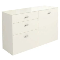 Now! No.14 By Hülsta Sideboard 4R 3 Schubladen 76,8x175x42 - Lack-weiß/Lack-Hochglanz-weiß