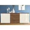 Now! Time By Hülsta Sideboard 4 Schubladen Kernnussbaum/Lack-Hochglanz-weiß 73,7x210x45 -Hülsta 4340 huelsta now time 104891f3 gr 2