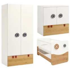Hülsta Now! Minimo Kinderzimmer 2-türig Schneeweiß/Natureiche Inkl. Wickelkommode