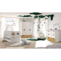 Hülsta Now! Minimo Kinderzimmer 3-türiger Schrank In Schneeweiß/Natureiche Inkl Wickelansatz
