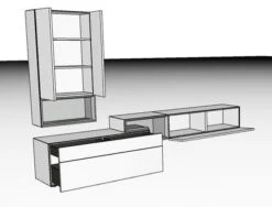 Hülsta Tetrim Wohnwand 7 - Lack & Kernnussbaum Lowboards & Hängeelement 9 Hülsta Tetrim Wohnwand 7 - Lack & Kernnussbaum Lowboards & Hängeelement -Hülsta 980014