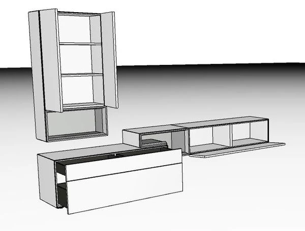 Hülsta Tetrim Wohnwand 7 - Lack & Kernnussbaum Lowboards & Hängeelement 6 Hülsta Tetrim Wohnwand 7 - Lack & Kernnussbaum Lowboards & Hängeelement – Bild 4
