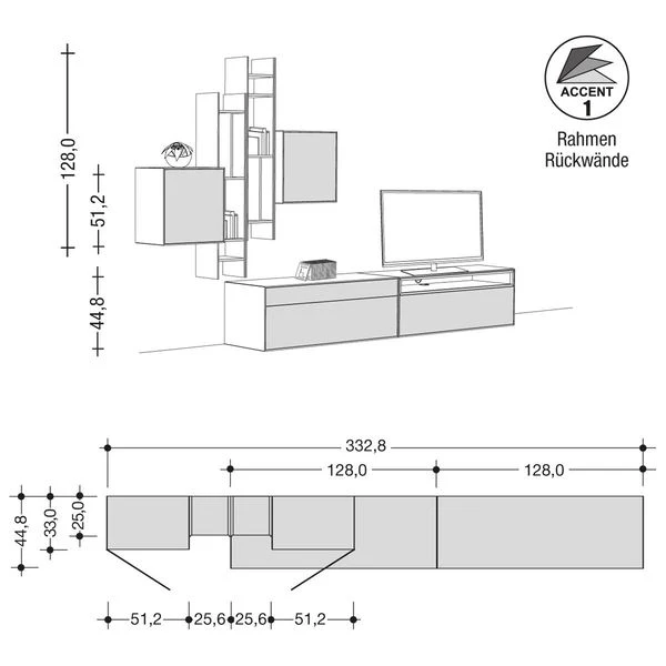 Now! By Hülsta Easy Wohnwand Reinweiß 222x332x44 6-teilig 4 Now! By Hülsta Easy Wohnwand Reinweiß 222x332x44 6-teilig – Bild 2