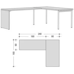 Now! By Hülsta Home Office Eck-Schreibtisch B180 Verschiedene Ausführungen -Hülsta 980402 huelsta now strichzeichnung