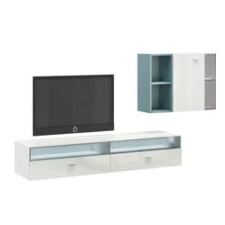 Now! No.14 By Hülsta Kombination 10 147x280x52 Lack-weiß/Lack-Hochglanz-weiß