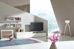 Now! By Hülsta Easy Wohnwand Lack-hellgrau 162x334x45 4-teilig