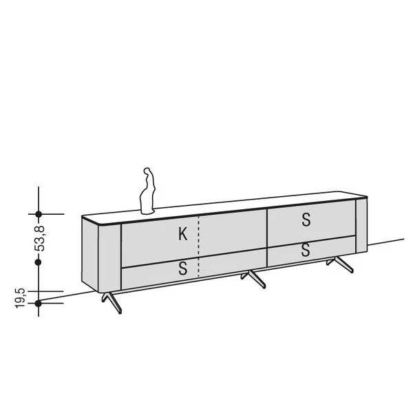 Hülsta Gentis 3R Lowboard - Hochglanz-Lack Breite 281,6 Cm - Mit Metallgestell 3 Hülsta Gentis 3R Lowboard - Hochglanz-Lack Breite 281,6 Cm - Mit Metallgestell