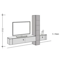 Hülsta Gentis Wohnwand 1 - Akzent Holz/Hochglanz - Breite 299,2 Cm