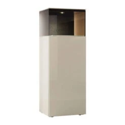 Hülsta Gentis 8R Vitrine - Hochglanz-Lack Akzent Naturstamm - 1 Tür Mit Glasfüllung -Hülsta huelsta gentis 8r vitrine schmal 3