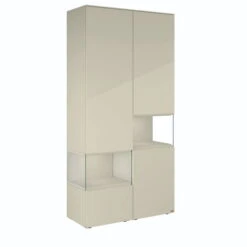 Hülsta Neo Wohnwand Vitrine 1 Schubkasten Und 3 Türen Hochglanzlack Seidengrau