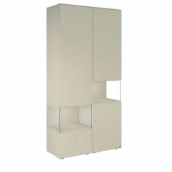 Hülsta Neo Wohnwand Vitrine 1 Schubkasten Und 3 Türen Lack Seidengrau