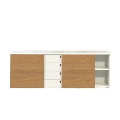 Now! Time By Hülsta Sideboard Mit Schiebetüren Natureiche/Lack-weiß