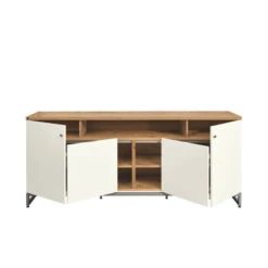 Now! Time By Hülsta Sideboard Mit Falttüren Natureiche/Lack-weiß, Metallgestell