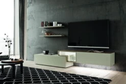 Hülsta Tetrim Wohnwand 4-teilig Klein Lack Seidengrau