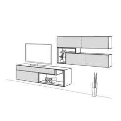 Hülsta Tetrim Wohnwand 2 - Lack-Ausführung Lowboard & Hängeelement -Hülsta tetrim 2 strich sp