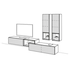 Hülsta Tetrim Wohnwand 3 - Lack & Natureiche Lowboard-Kombi & 2 Hängeelemente -Hülsta tetrim 3 strich sp